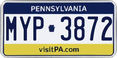 PA license plate MYP3872