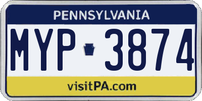 PA license plate MYP3874