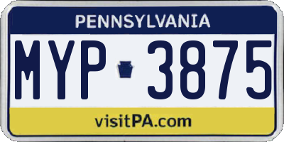 PA license plate MYP3875