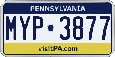 PA license plate MYP3877