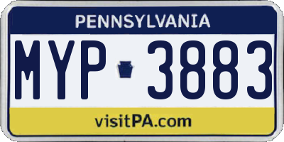 PA license plate MYP3883