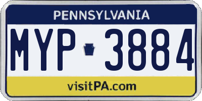 PA license plate MYP3884