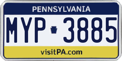 PA license plate MYP3885