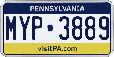 PA license plate MYP3889