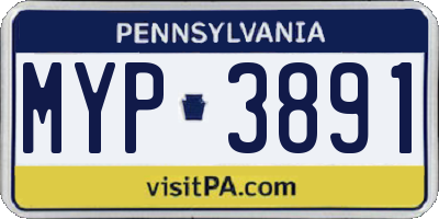 PA license plate MYP3891