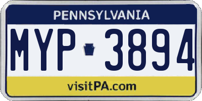 PA license plate MYP3894