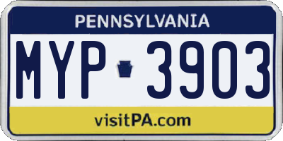 PA license plate MYP3903