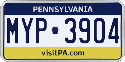 PA license plate MYP3904