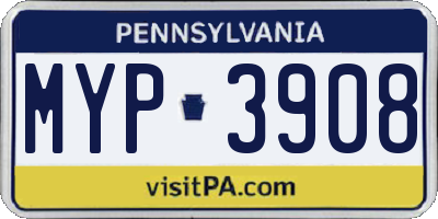 PA license plate MYP3908