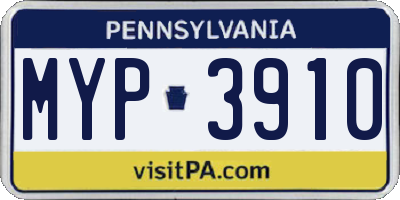 PA license plate MYP3910