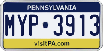 PA license plate MYP3913