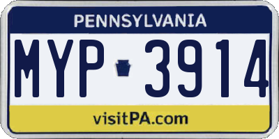 PA license plate MYP3914