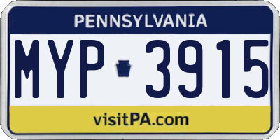 PA license plate MYP3915