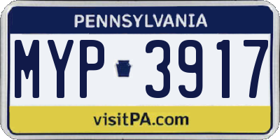 PA license plate MYP3917