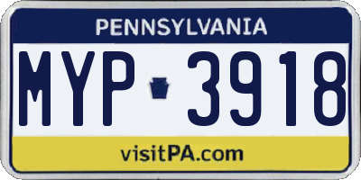 PA license plate MYP3918