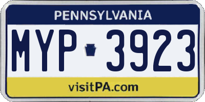 PA license plate MYP3923