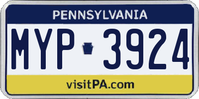 PA license plate MYP3924