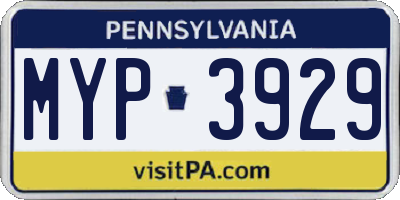 PA license plate MYP3929