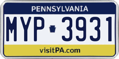 PA license plate MYP3931