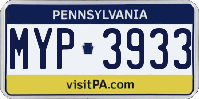 PA license plate MYP3933