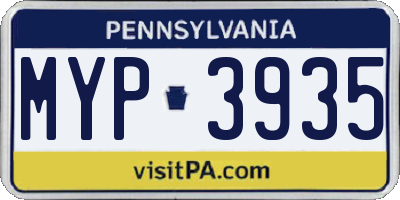 PA license plate MYP3935