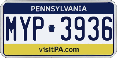 PA license plate MYP3936
