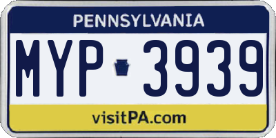 PA license plate MYP3939