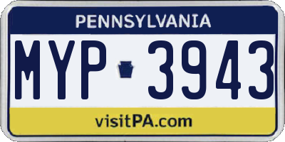 PA license plate MYP3943