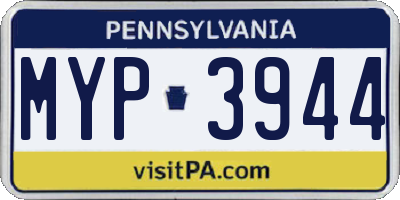 PA license plate MYP3944