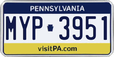 PA license plate MYP3951
