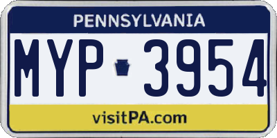 PA license plate MYP3954