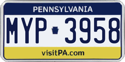 PA license plate MYP3958
