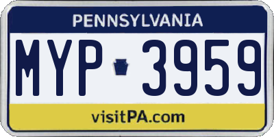 PA license plate MYP3959