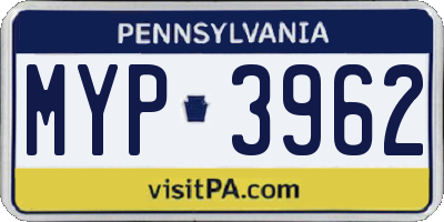 PA license plate MYP3962