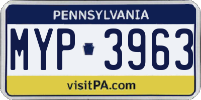 PA license plate MYP3963