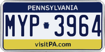 PA license plate MYP3964