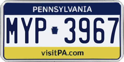 PA license plate MYP3967