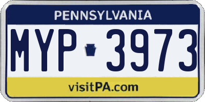 PA license plate MYP3973