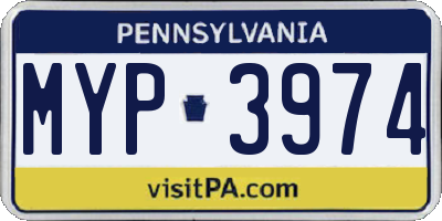 PA license plate MYP3974