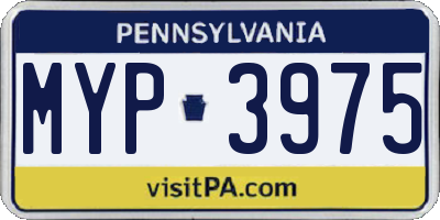PA license plate MYP3975