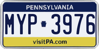 PA license plate MYP3976