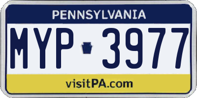 PA license plate MYP3977