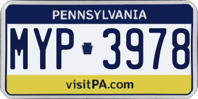 PA license plate MYP3978