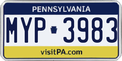 PA license plate MYP3983