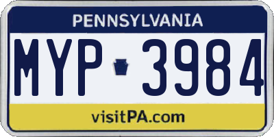 PA license plate MYP3984
