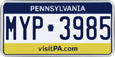 PA license plate MYP3985