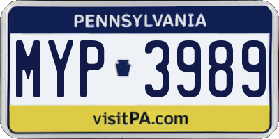 PA license plate MYP3989