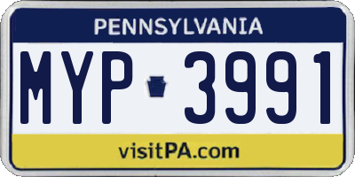 PA license plate MYP3991