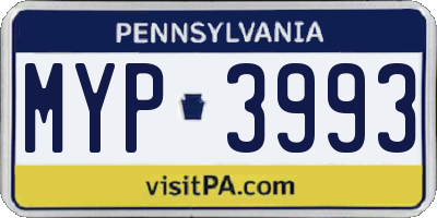 PA license plate MYP3993