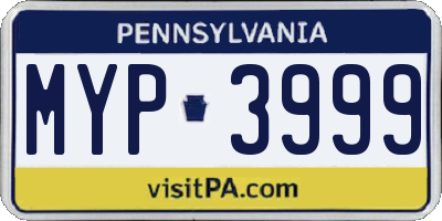 PA license plate MYP3999